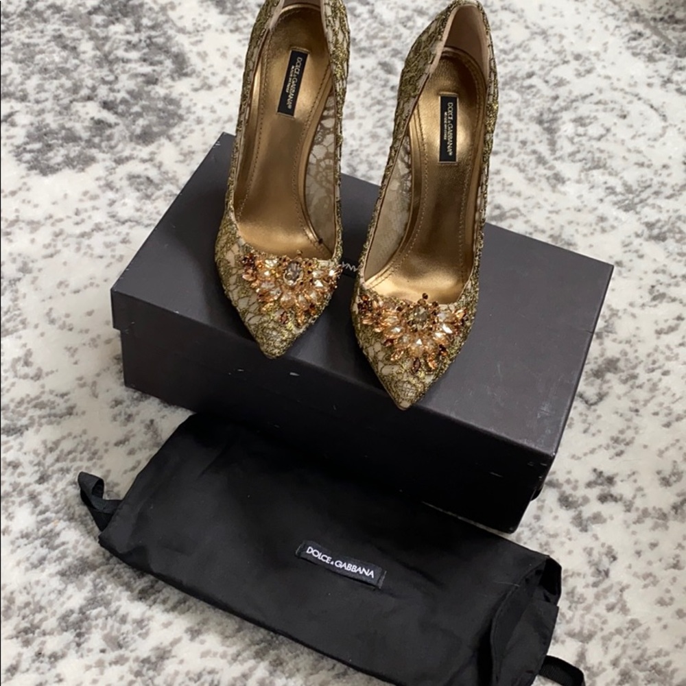 Dolce and Gabbana Crystal Embellished Pumps - Picture 1 of 8